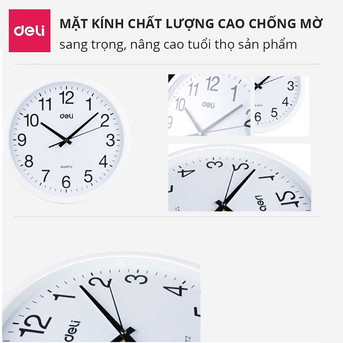 Đồng Hồ Treo Tường Tròn Chạy Êm Không Tiếng Động Deli - Thiết Kế Decor Trang Trí Nhà Và Quán Cafe