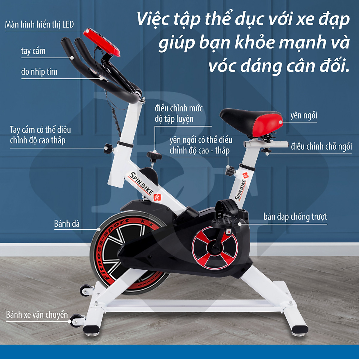 Xe đạp tập tại nhà thể dục thể thao, gym, fitness Spining Bike - giúp tăng cơ, giảm mỡ hiệu quả