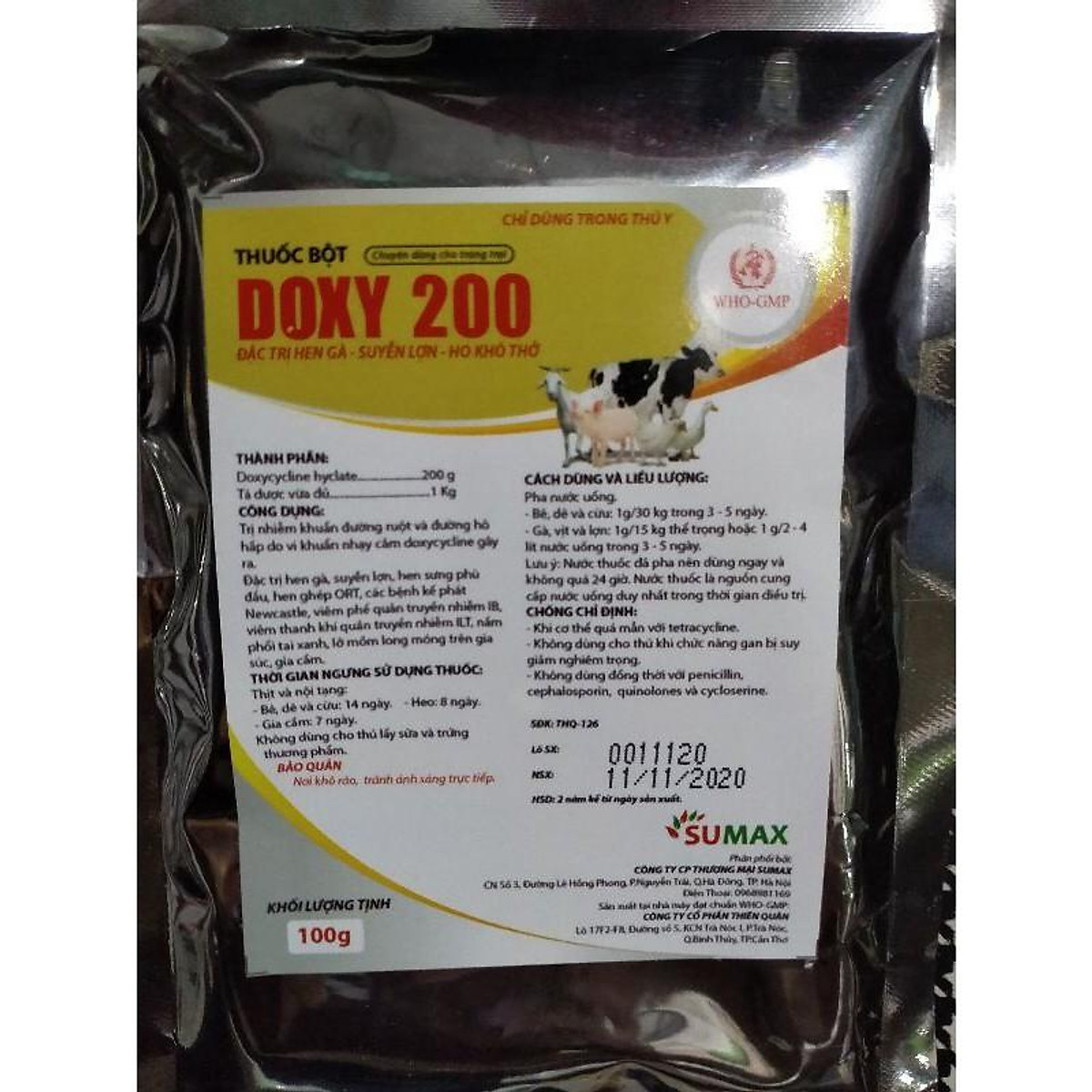 Mua DOXY 200 ĐẶC TRĨ HEN GÀ SUYỄN LỢN HO KHÓ THỞ 500g tại Shop Thú Y