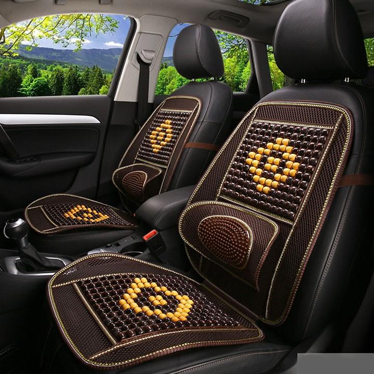 Lưới Lót Ghế Tựa Lưng Đan Hạt Gỗ Cao Cấp Trên Xe Ô Tô L2750
