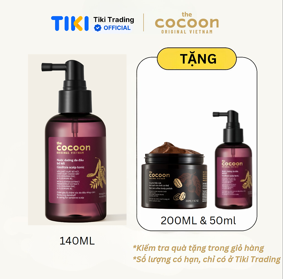 Nước dưỡng da đầu bồ kết Cocoon giảm gàu và chăm sóc da đầu nhạy cảm 140ml