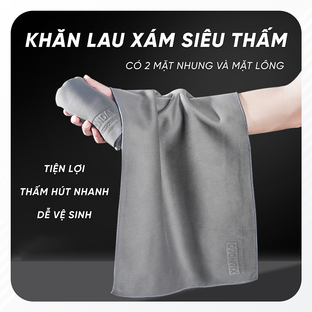 Khăn Lau Xe Hơi Ô Tô THẾ HỆ MỚI Cao Cấp Gia Dụng Đa Năng Siêu Thấm Microfiber, Không rụng lông