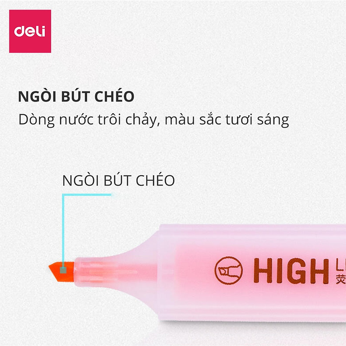 Bút highlight nhấn dòng dạ quang Deli - Cam/ Vàng/ Xanh Lá/ Hồng/ Xanh Dương - S625
