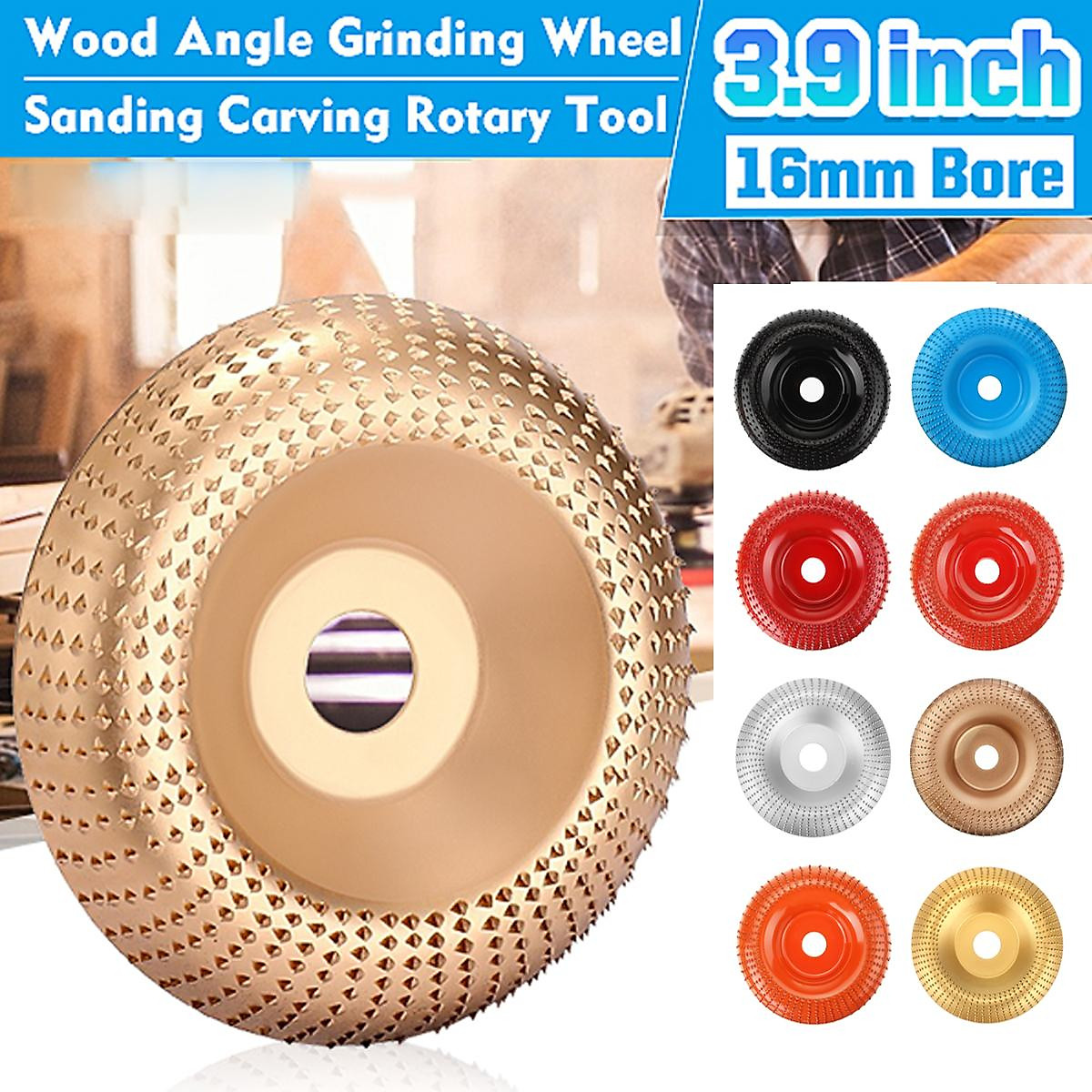 Wood Grinding Wheel Angle Grinder Disc Carving Sanding Abrasive Tool 16mm Bore 