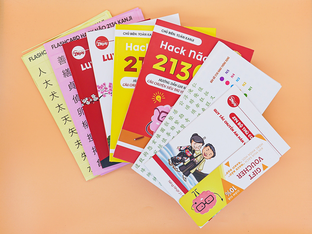 Combo Hack Não 2136 Kanji Trong Tiếng Nhật Tập 1+2 - Hướng Dẫn Ghi Nhớ Nhanh Kanji Theo Câu Chuyện Thú Vị