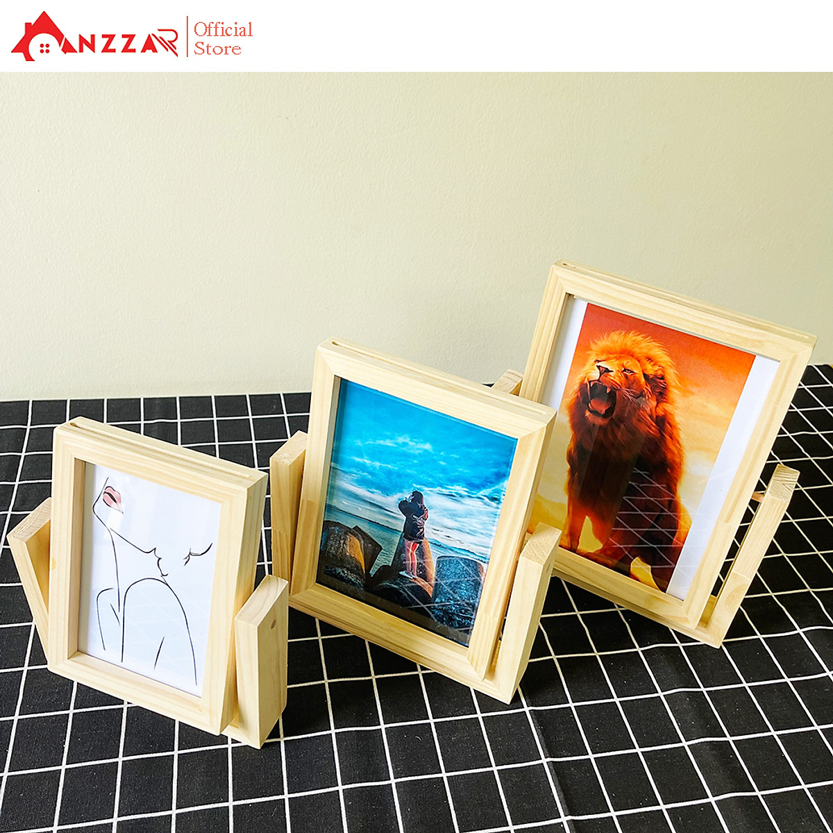 Khung ảnh để bàn xoay ngang nhiều kích thước, khung ảnh trang trí Anzzar-03