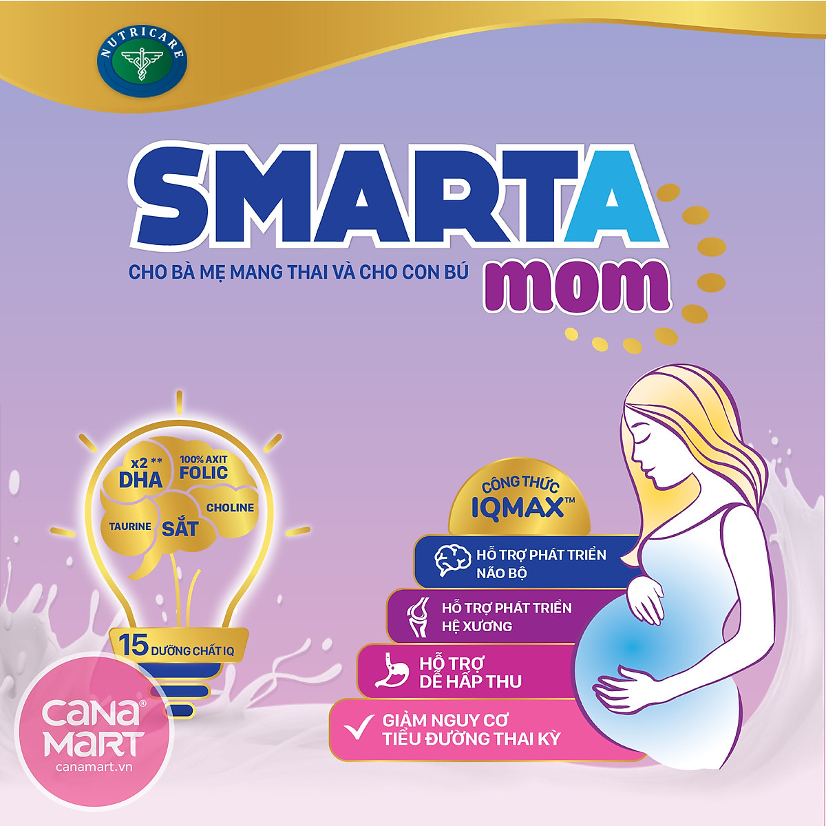 Sữa bột cho mẹ bầu Nutricare Smarta Mom bổ sung dinh dưỡng cho phụ nữ mang thai và cho con bú (400g)
