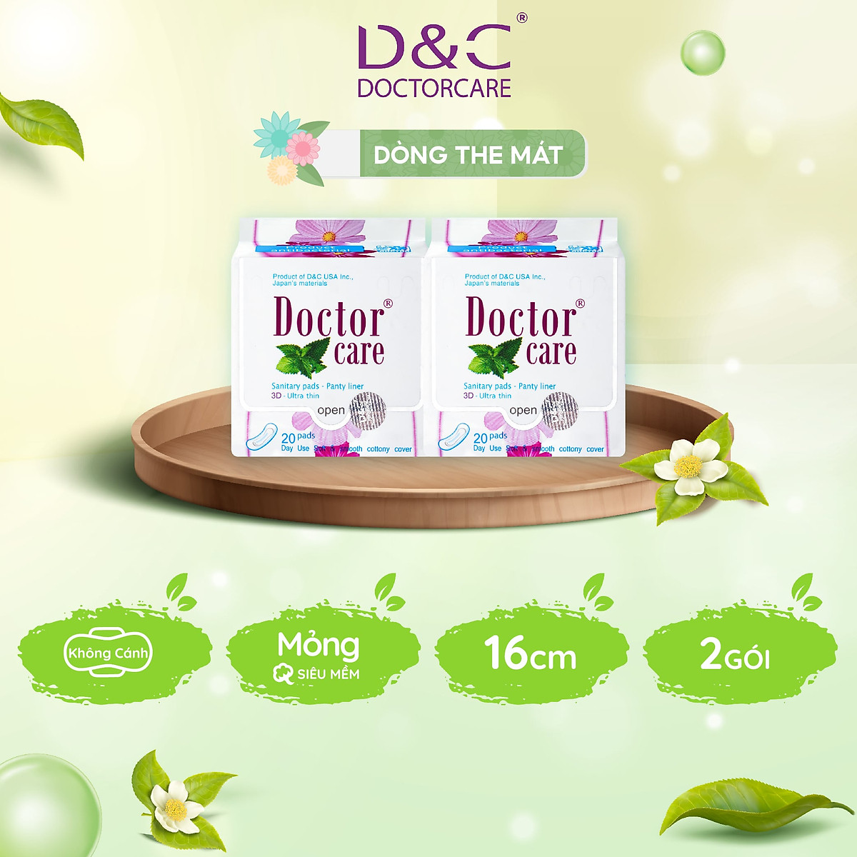 Combo 2 Băng vệ sinh hàng ngày Doctor Care tinh chất thảo dược 16 cm