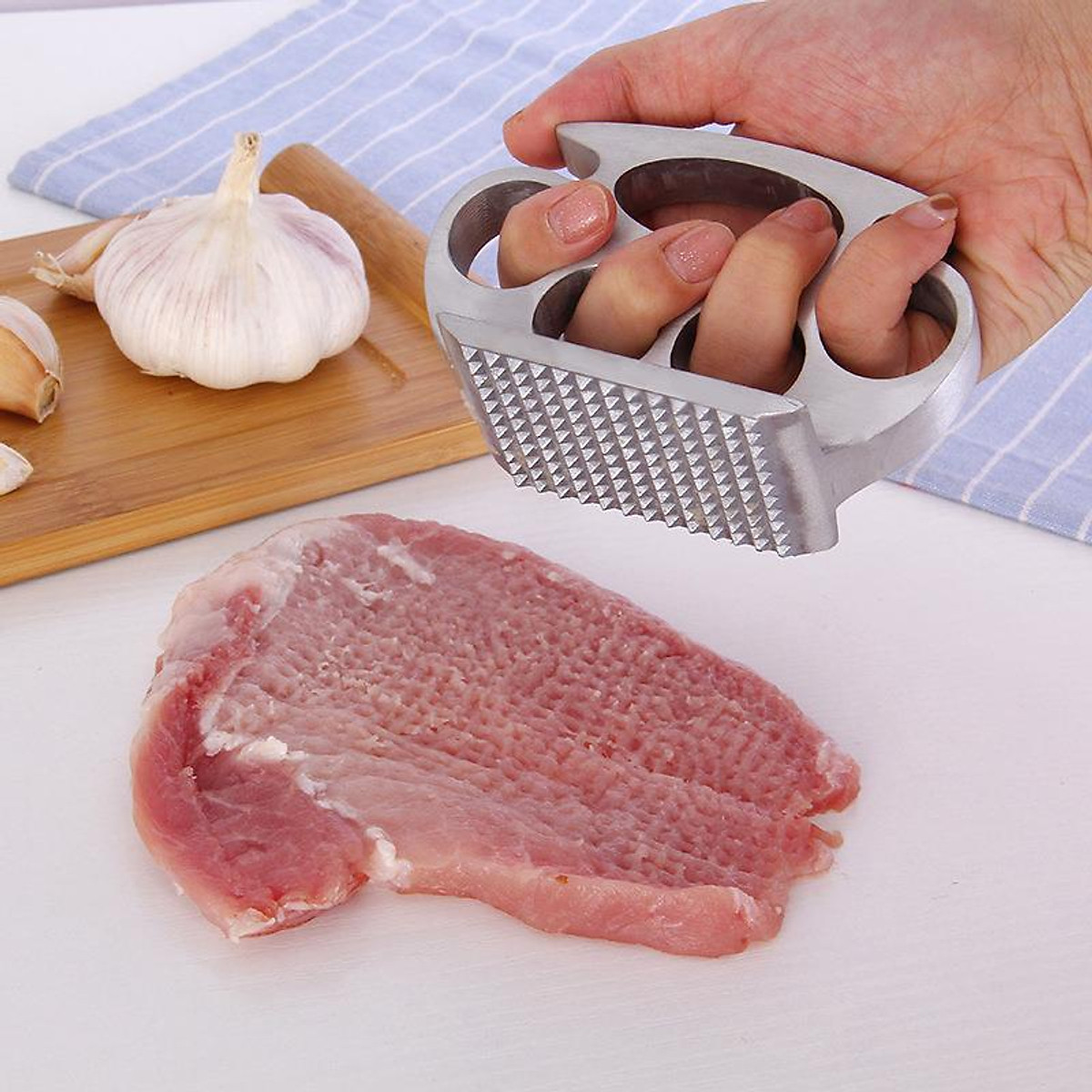 Búa đập thịt BT110, Dụng cụ dầm thịt bò làm bit tết, đập hành tỏi đeo tay đa năng