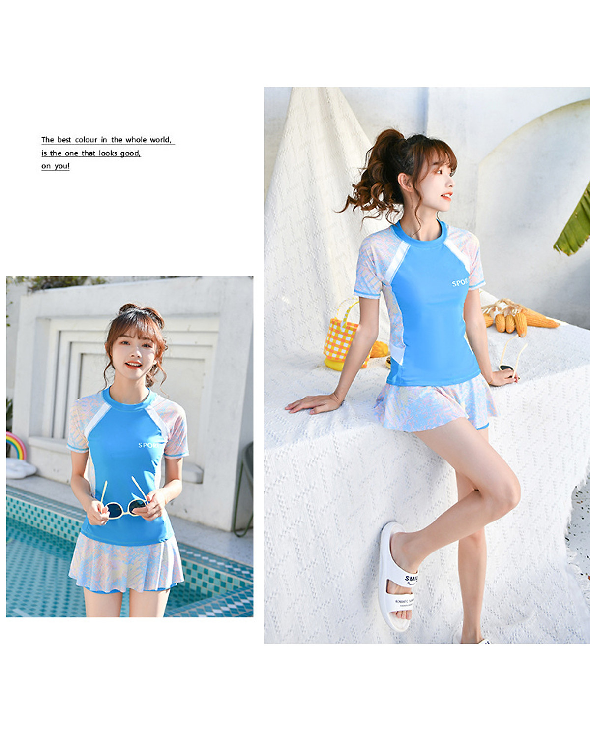 Mua Đồ bơi cho nữ và bé gái size lớn dáng váy  XANH  L tại NKshop02  Tiki
