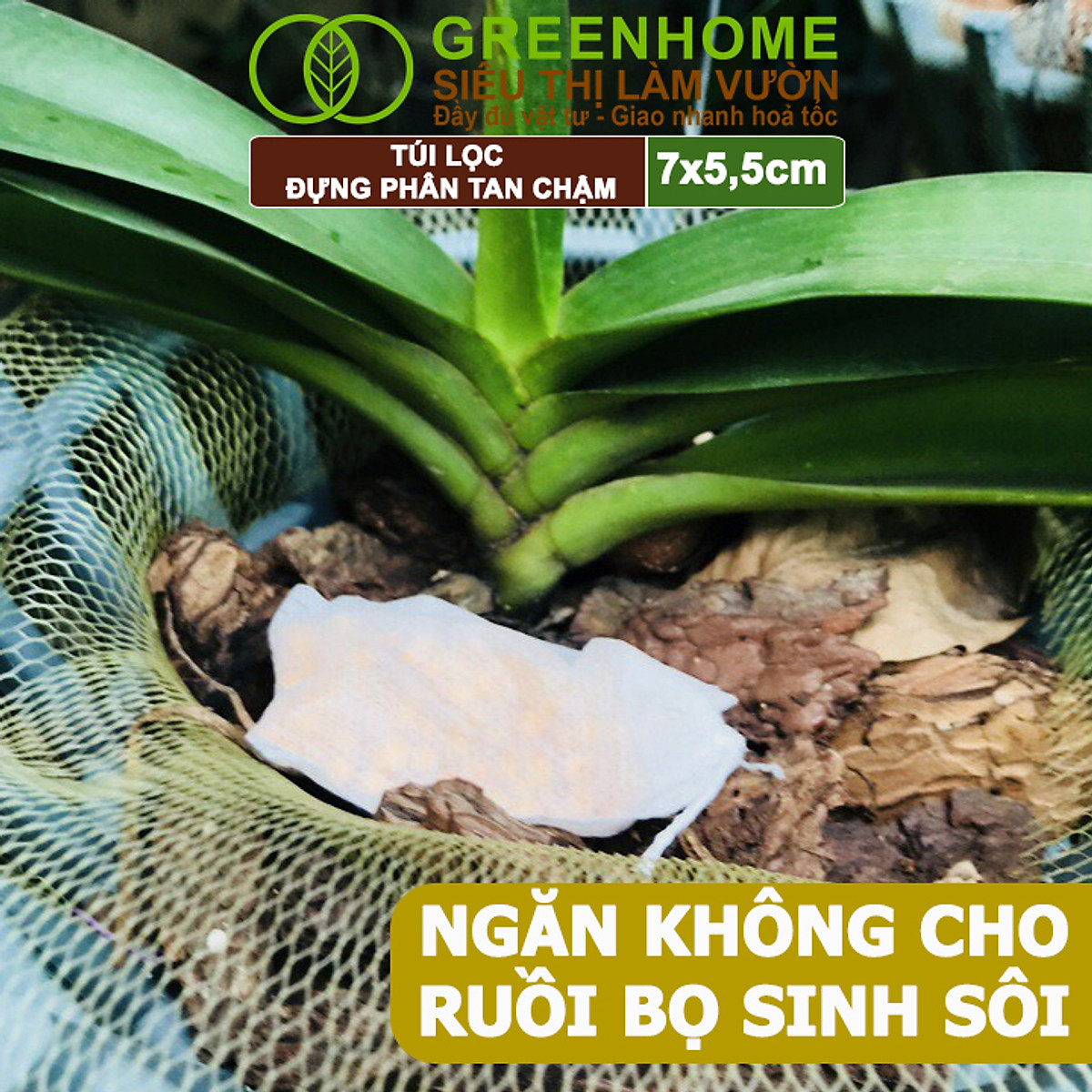 100 Túi Đựng Phân Tan Chậm Greenhome, 5,5x7cm, Treo Phân Bón Hoặc Bỏ Gốc Tiện Lợi, Túi Tự Huỷ, Thân Thiện Môi Trường