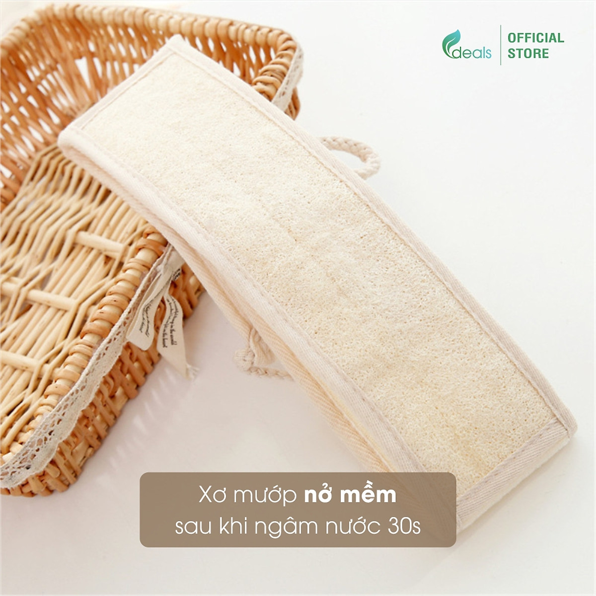 Dây Tắm Xơ Mướp Cao Cấp ECODEALS 100% xơ mướp hữu cơ diệt khuẩn - Mềm mại, nhẹ nhàng tẩy da chết, ngừa mụn lưng, kỳ cọ và massage siêu đã - 1 cái KT 10 x 30 x 80 cm