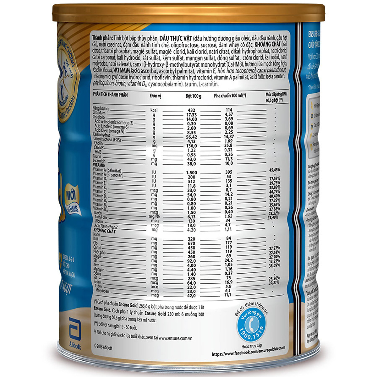 Sữa Bột Abbott Ensure Gold Lúa Mạch 850g