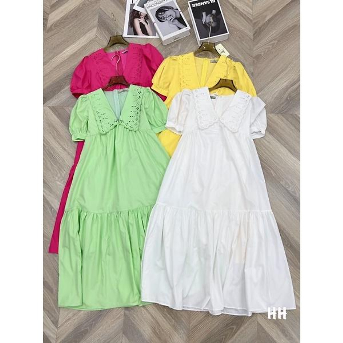 Váy baby doll,váy maxi cổ sen dáng dài