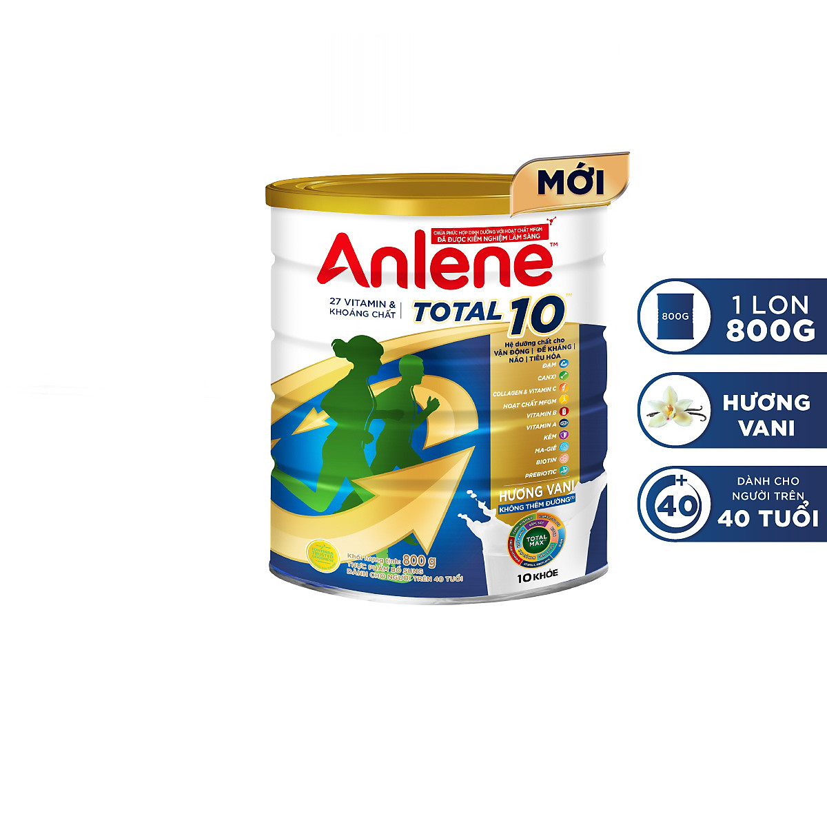 Sữa bột bổ sung dinh dưỡng Anlene Total 10 lon 800g - Tặng nồi lẩu inox