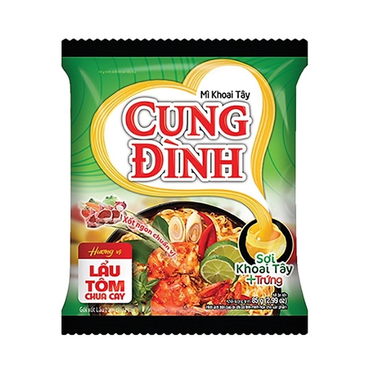 Thùng 30 Gói Mì Khoai Tây Cung Đình Hương Vị Lẩu Tôm Chua Cay