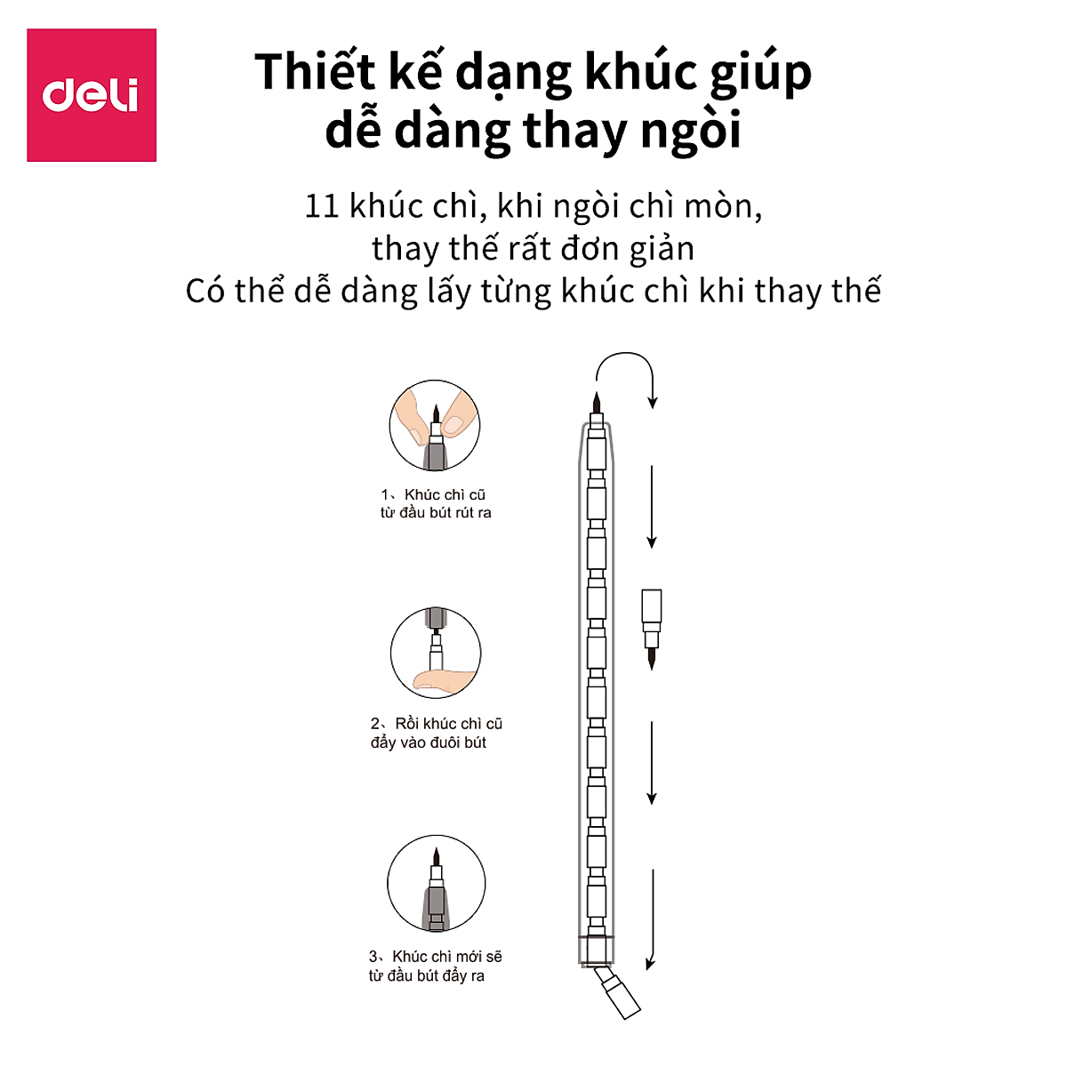 Bút chì khúc 2B Deli – kèm quạt – 1 chiếc - CC091