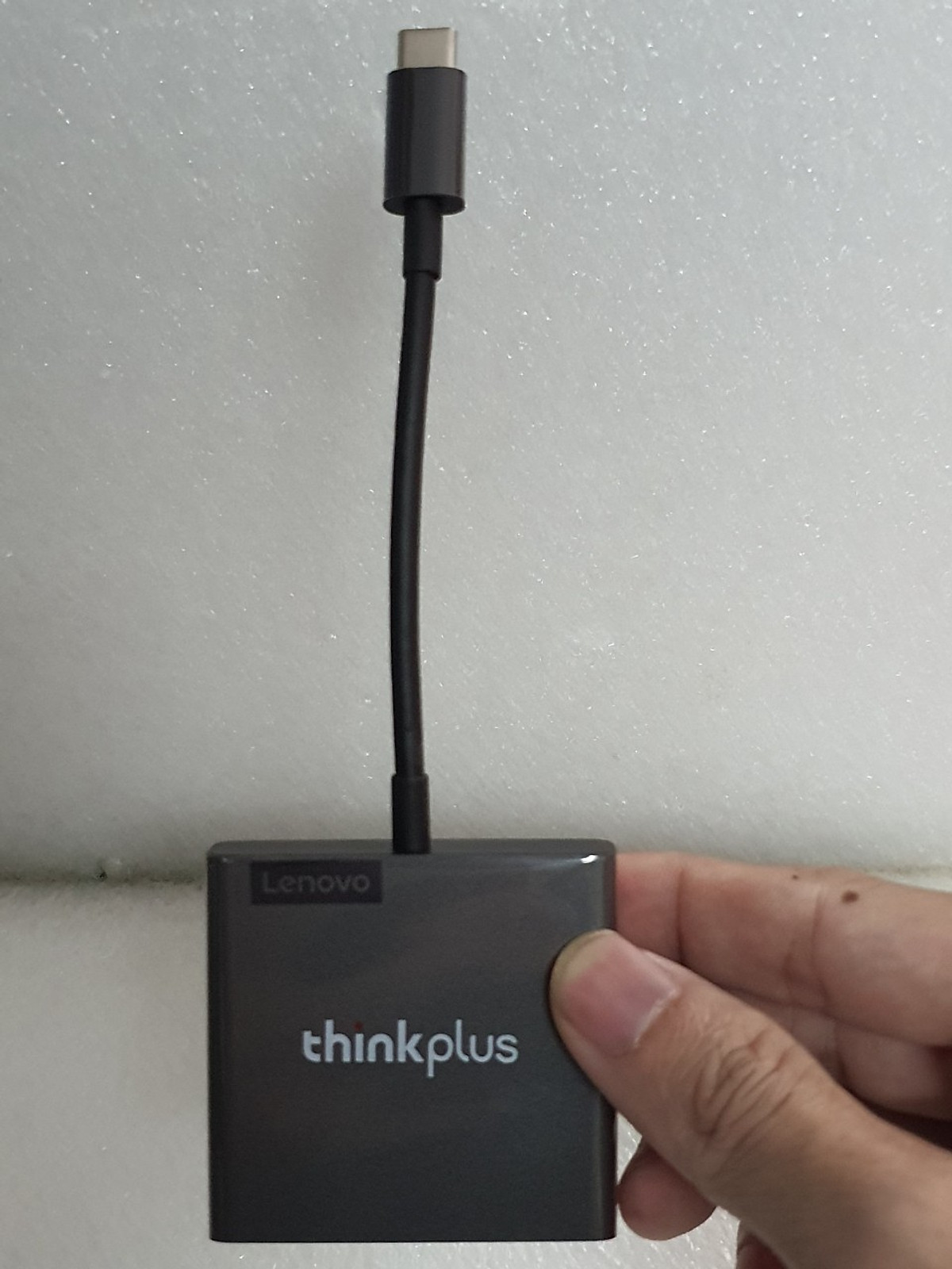 Cáp type C ra HDMI - VGA và USB - 3 trong 1 - Lenovo Thinkplus Type C USB-C 3-in-1 Adapter USB Hub, 4K HDMI 60Hz, VGA, USB 3.0 Type C to HDMI VGA USB 3.0 - Hàng chính hãng