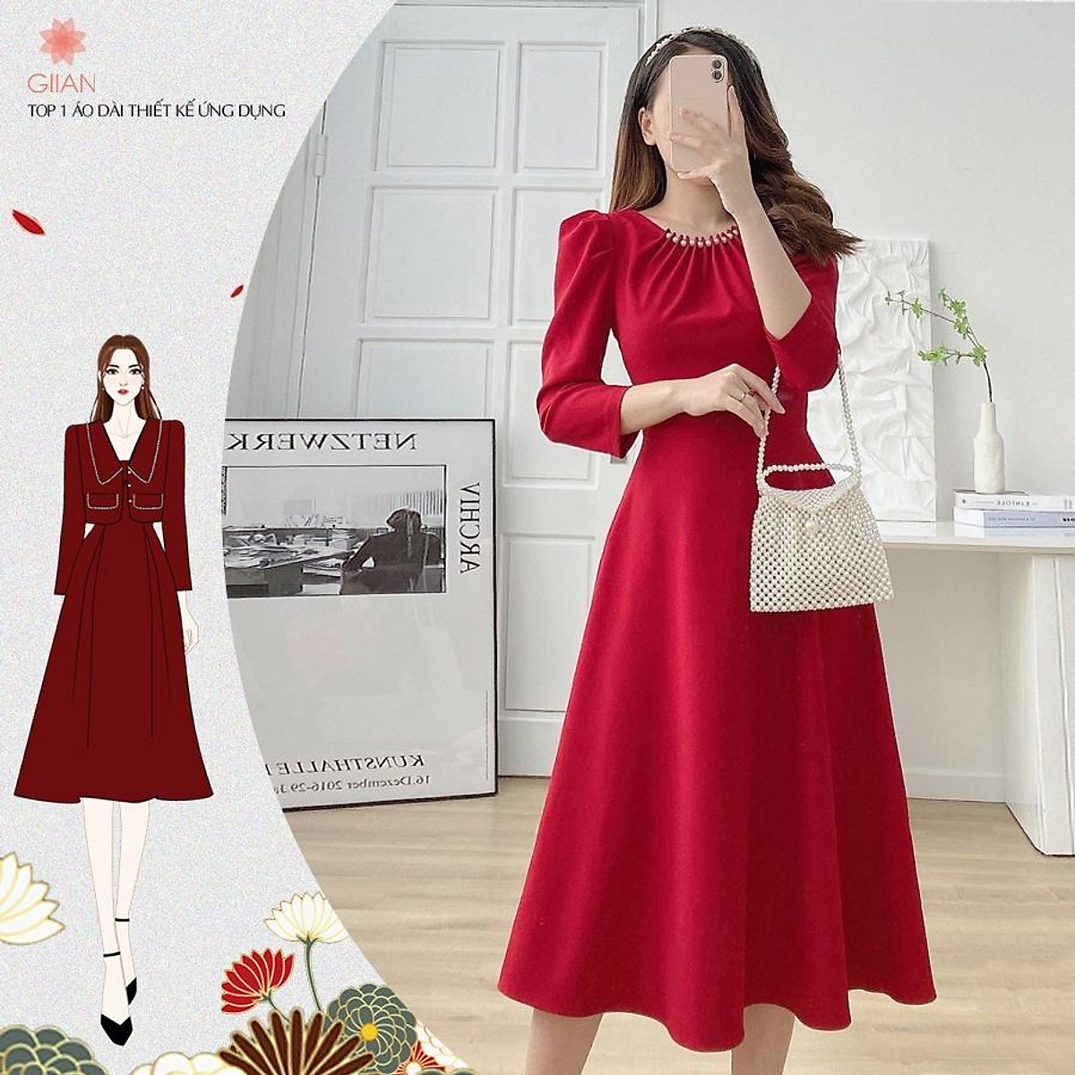 Đầm xoè ngắn tay dài 2890