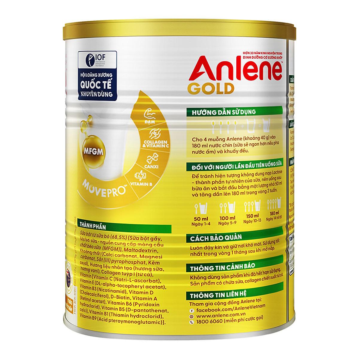 Sữa Bột Anlene Gold Hương Vanilla (Hộp Thiếc 400g)