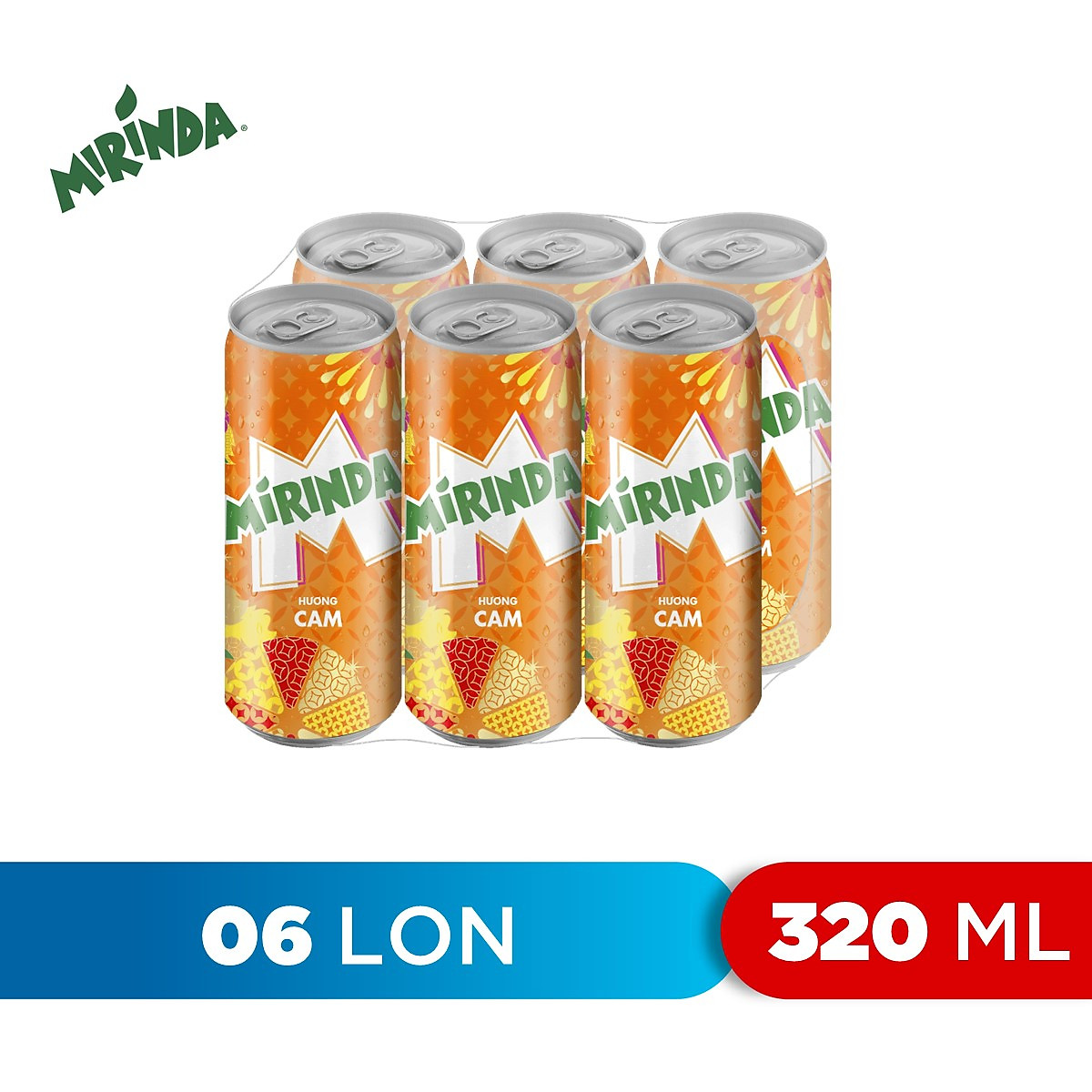 Lốc 6 Lon Nước Ngọt Có Gaz Mirinda Cam (320ml/lon)