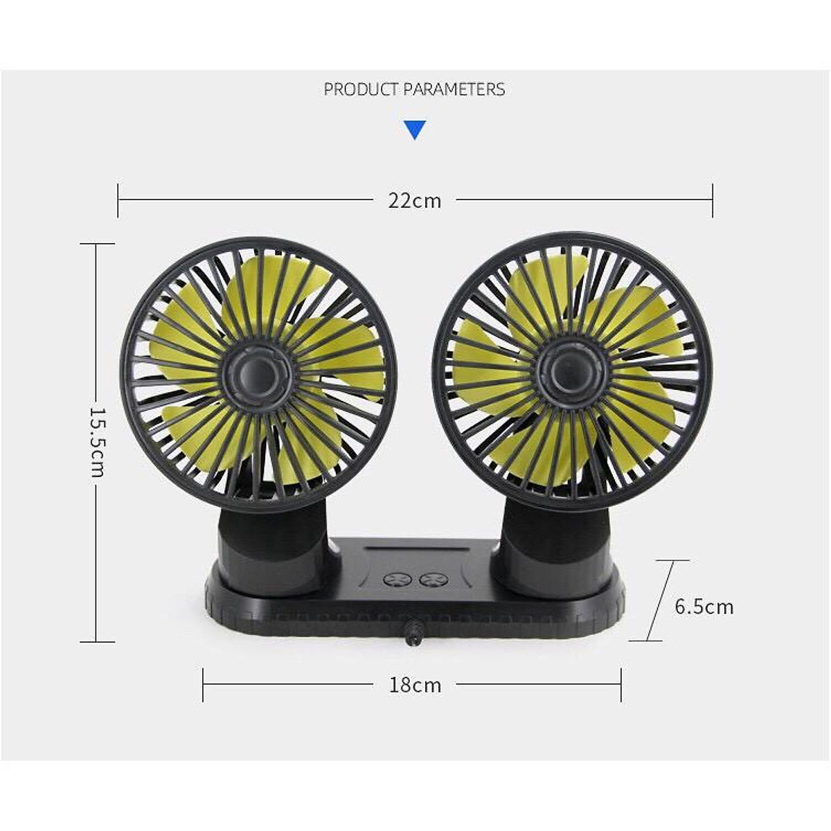 QUẠT ĐÔI MINI Ô TÔ - QUẠT MÁT, ÊM, XOAY 360 ĐỘ/TÍCH HỢP 3 CHẾ ĐỘ QUẠT MÁT CÔNG SUẤT 12W