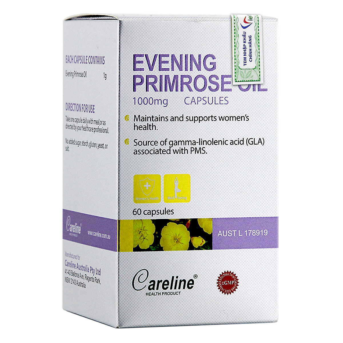 Tinh dầu hoa anh thảo Careline Evening Primrose Oil 60v
