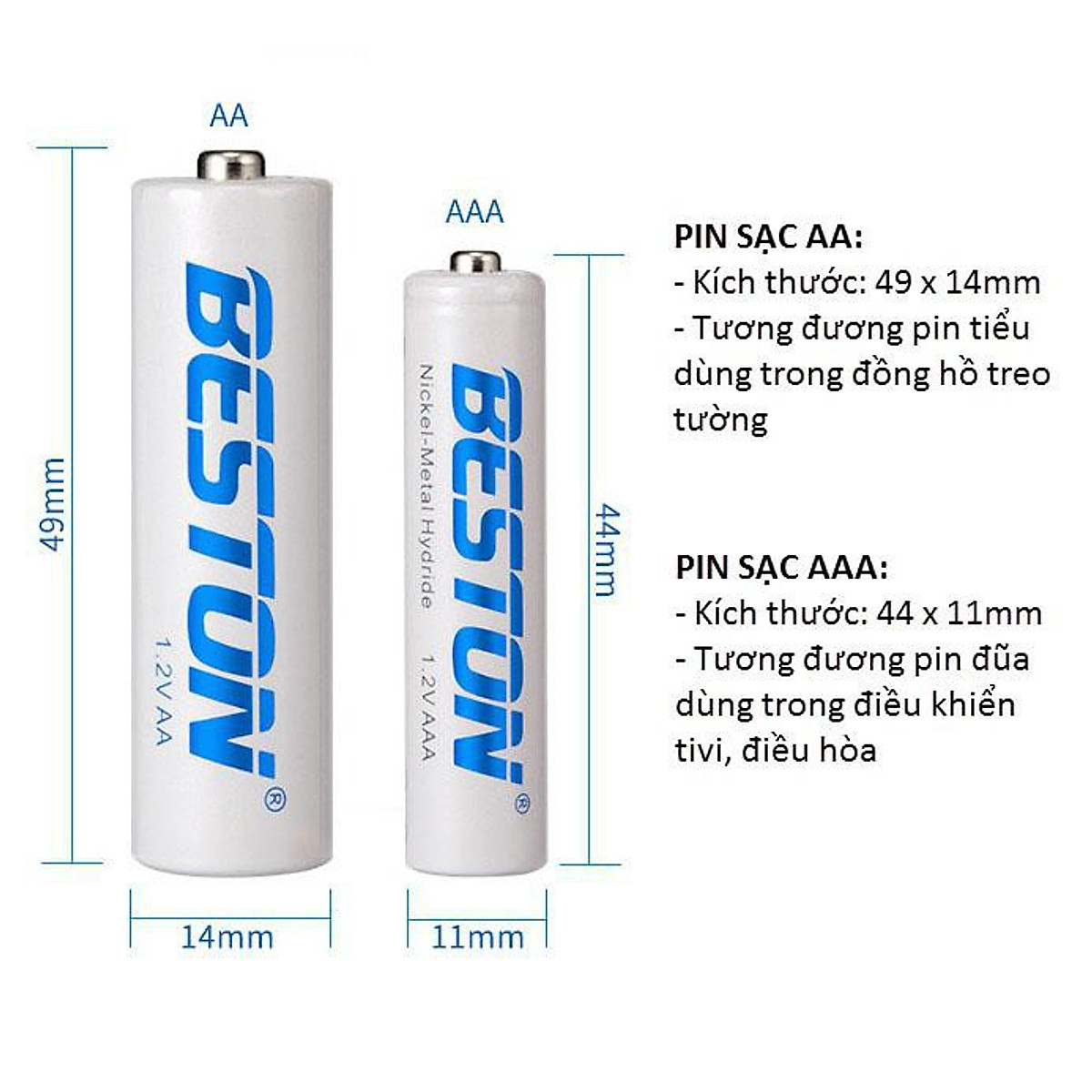 Combo 4 pin sạc AA 3000mAh kèm sạc BESTON C9009 - sạc nhanh tự ngắt - có đèn báo pin đầy - Hàng nhập khẩu