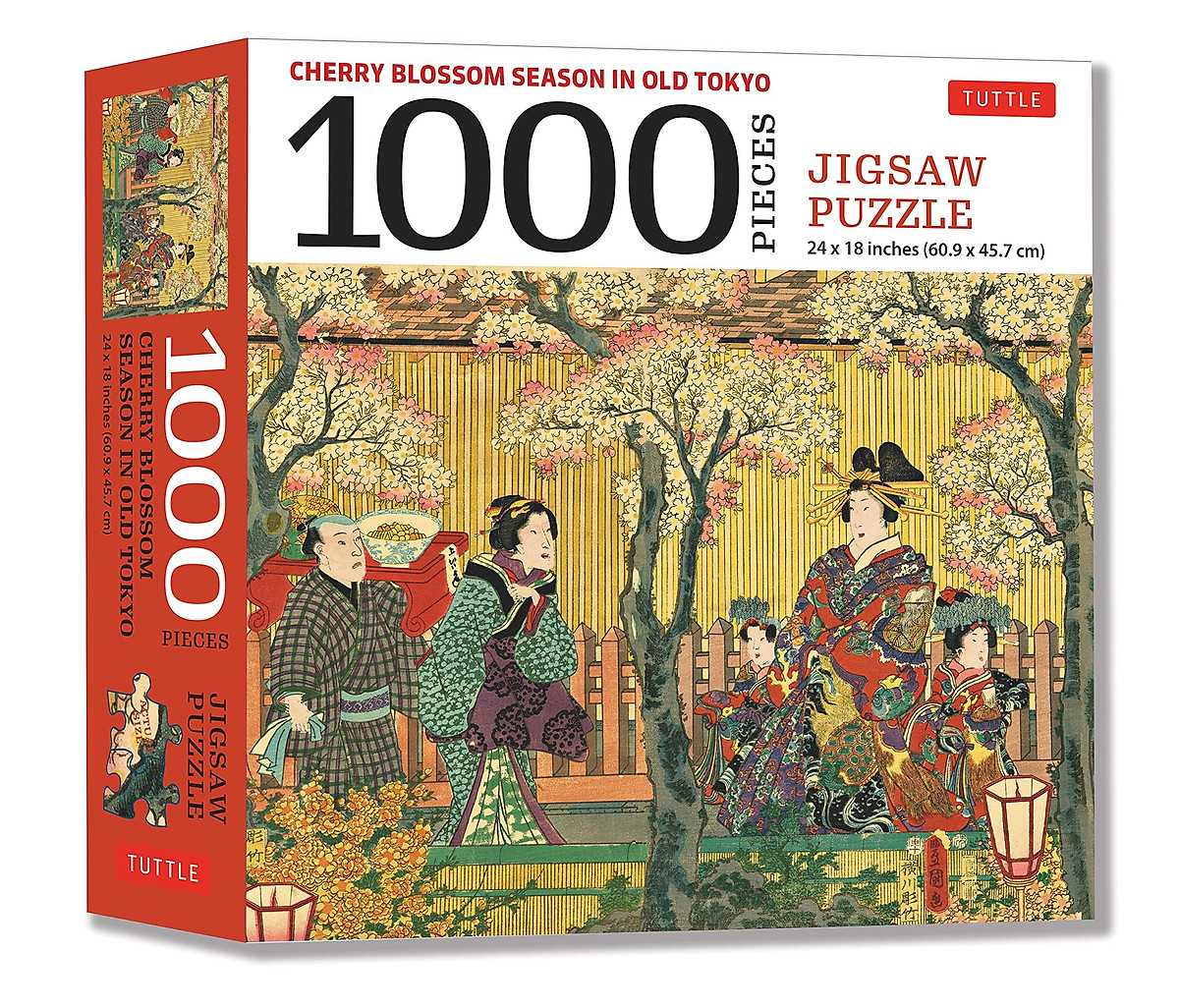 Cherry Blossom Season In Old Tokyo- 1000 Piece Jigsaw Puzzle: Woodblock Print By Utagawa Kunisada (Finished Size 24 in x 18 in)