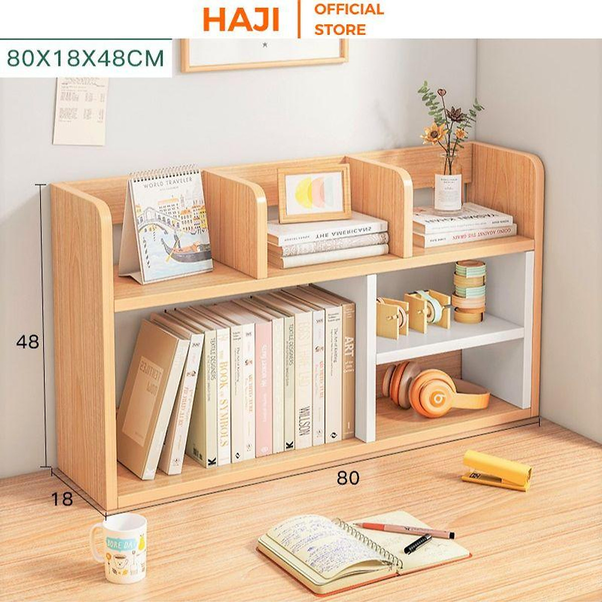 Kệ sách mini để bàn hai tầng tiện lợi, Kệ gỗ trang trí phong cách ...