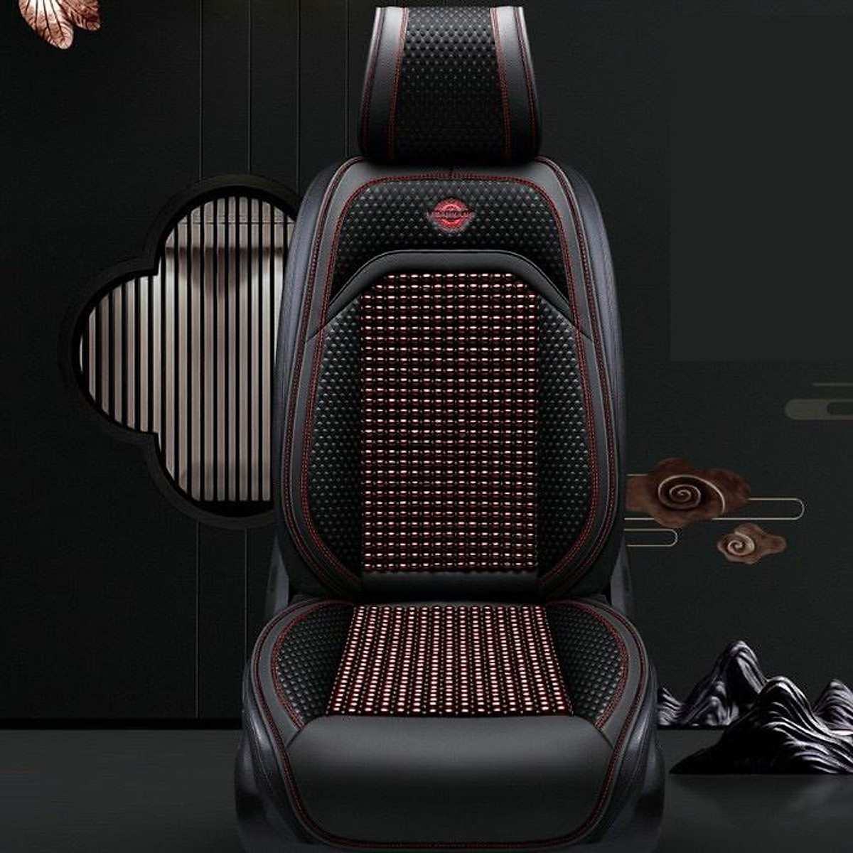 Lót Ghế Hạt Gỗ Ô Tô Loại Cao Cấp, Bọc Ghế Ô Tô Chống Nóng, Massage Lưng, Hạt Gỗ Tự Nhiên, Da Sang Trọng