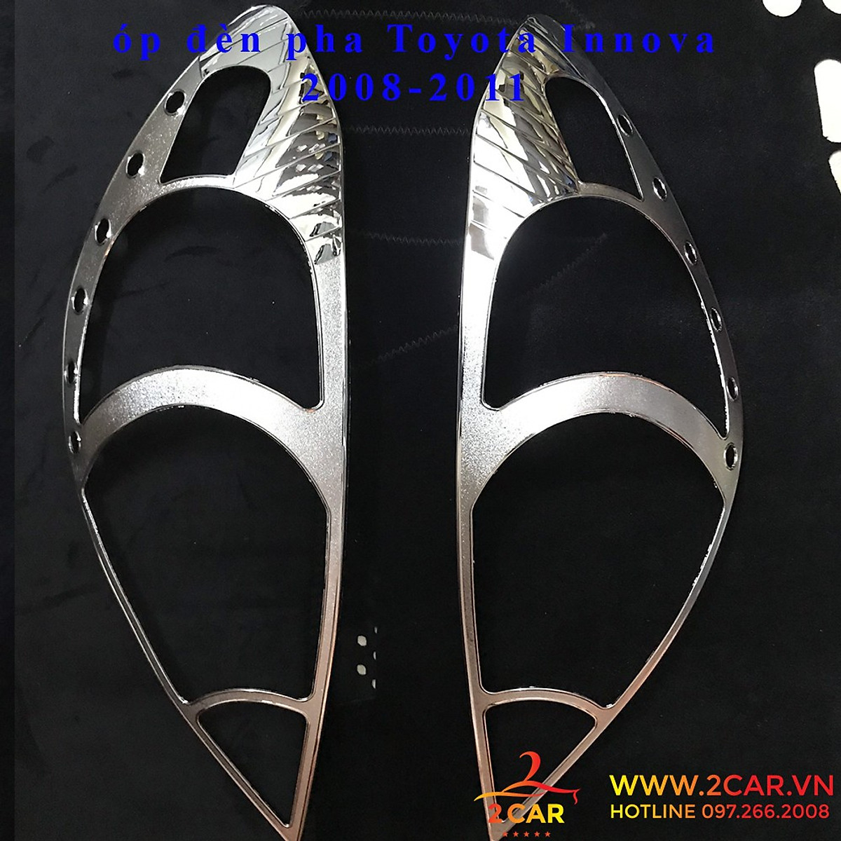 Ốp viền đèn pha, hậu xe Toyota Innova 2009-2011 mạ crom cao cấp, sáng bóng