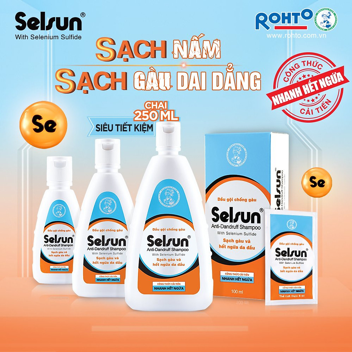 Dầu gội Selsun chống gàu, sạch gàu & hết ngứa da đầu Selsun Anti-Dandruff Shampoo 250ml