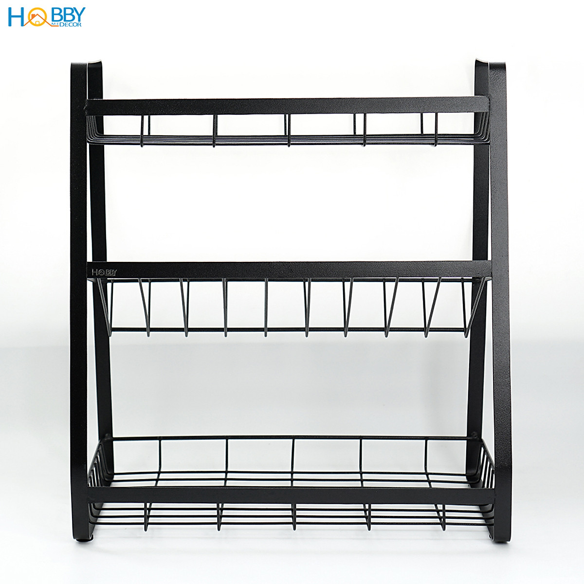 Kệ đựng gia vị chai lọ nhà bếp 3 tầng sơn đen Hobby home decor 3TD