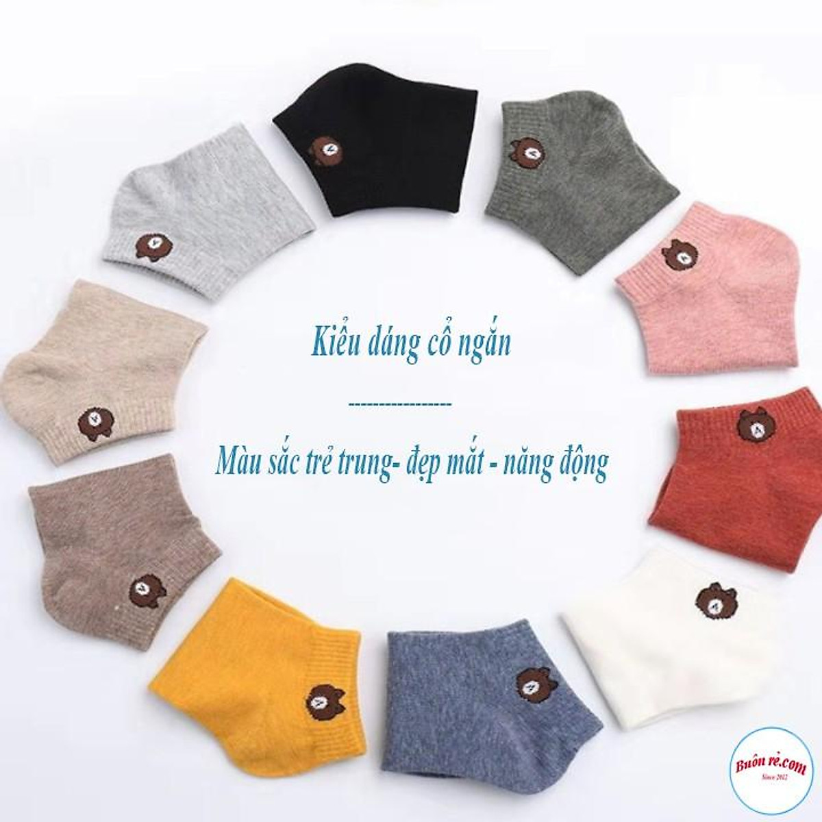 Set 10 Tất Gấu Brown Nữ Cổ Ngắn Free Size 00925
