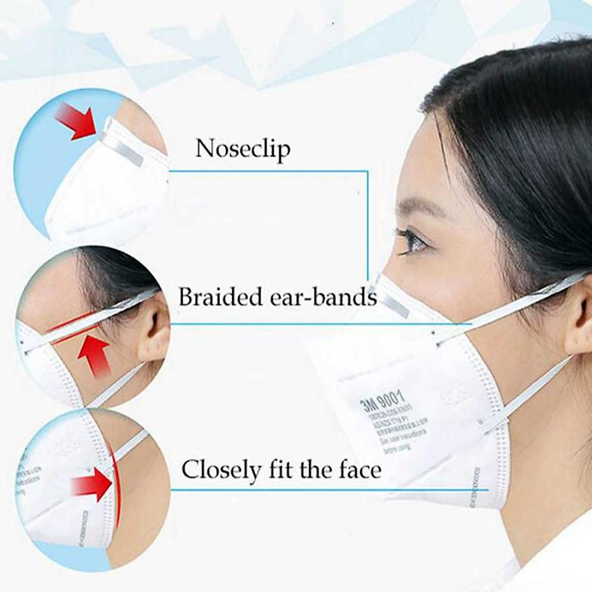 ( 10 cái) Khẩu Trang 3M 9001 Lọc 90% Bụi Mịn PM2.5 & Khí Thải Chuẩn N90