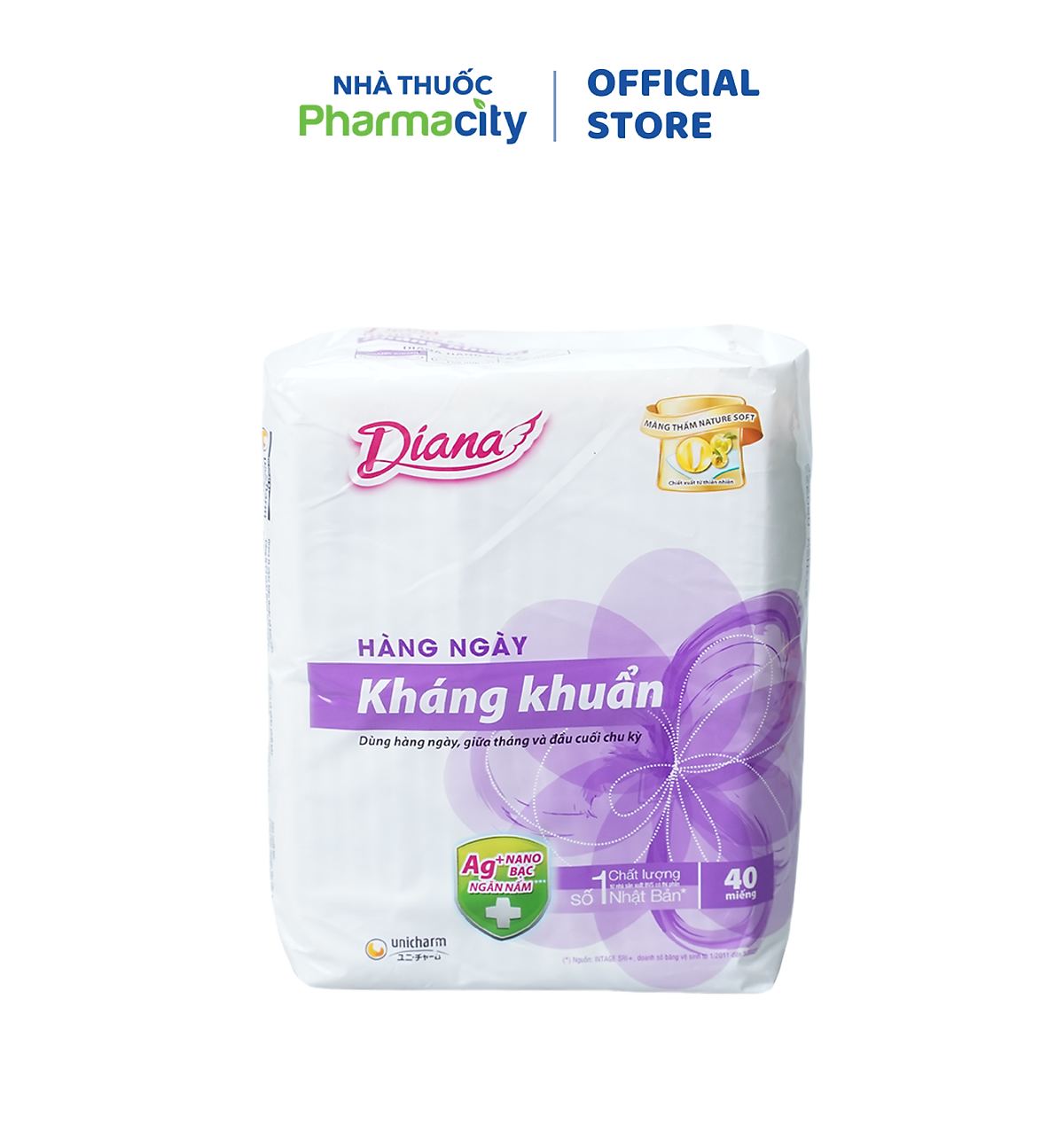 Băng vệ sinh hàng ngày kháng khuẩn Diana Sensi 15.5cm (Gói 40 miếng)