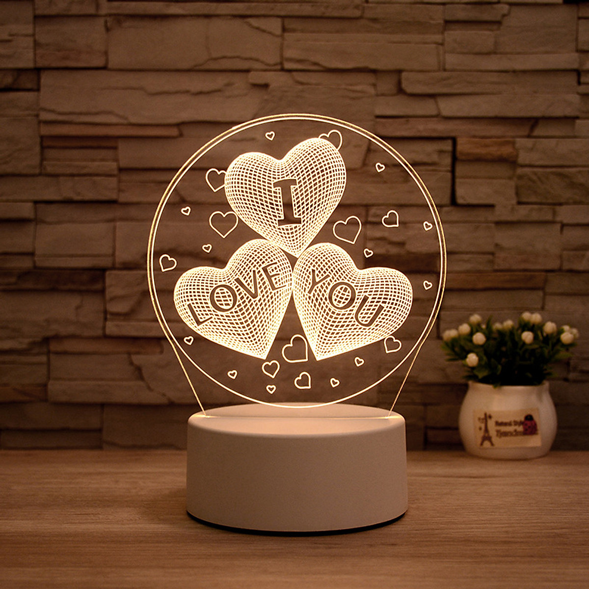 Quà tặng ngày lễ tình nhân Đèn USB 3D Trái tim Đèn LED Ban đêm Chúc