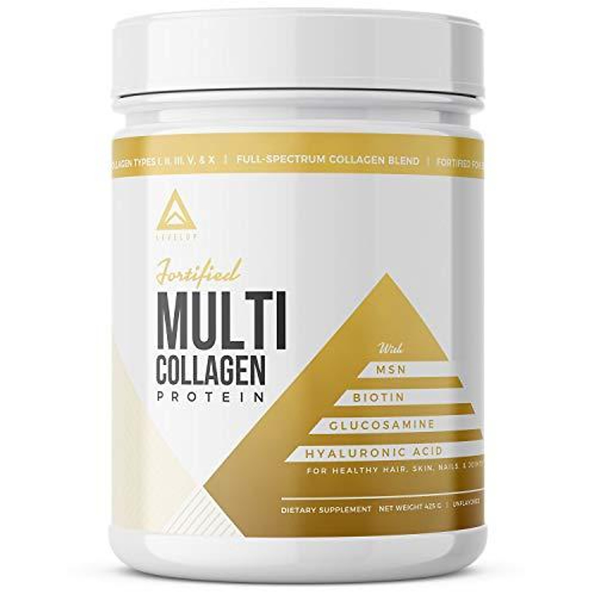 Fortified Multi Collagen Protein Powder: Types I, II, III, V & X with Added Biotin, Hyaluronic Acid, Glucosamine, MSM for Joints Hair Skin Nails Gut - Keto Approved (Unflavored Powder - 50 Servings) Fortified Multi Collagen Protein Powder: Types I, II, III, V & X with Added Biotin, Hyaluronic Acid, Glucosamine, MSM for Joints Hair Skin Nails Gut - Keto Approved (Unflavored Powder - 50 Servings)