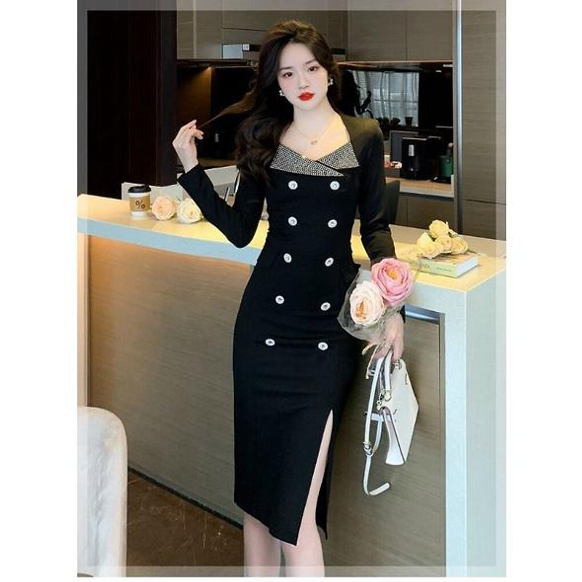 Bộ Đồ Vest Nữ Trơn NK FASHION NKBD2207001 Thiết Kế Cổ Ve Xuôi Kiểu Dáng Lịch