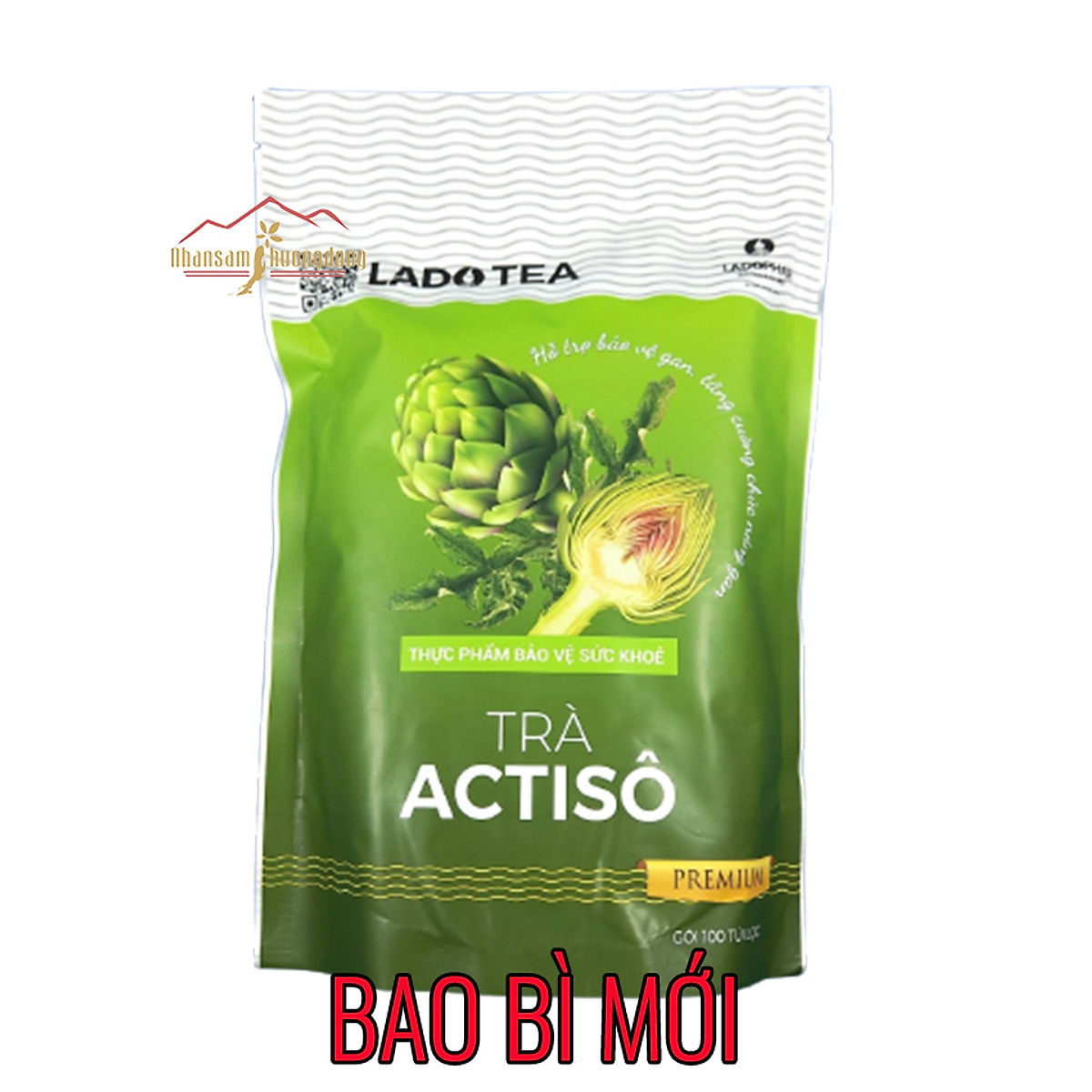 Trà atiso Ladophar gói 100 túi lọc artichoke Actiso Đà Lạt giúp mát gan thông mật lợi tiểu tặng 1 túi trà