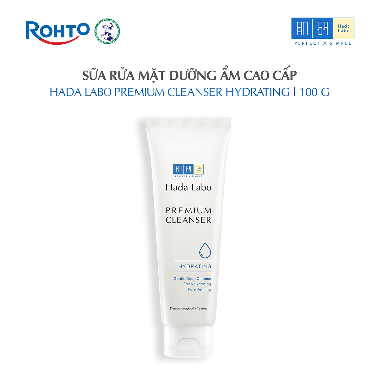 Sữa rửa mặt Hada Labo dưỡng ẩm cao cấp Premium Cleanser Hydrating 100g