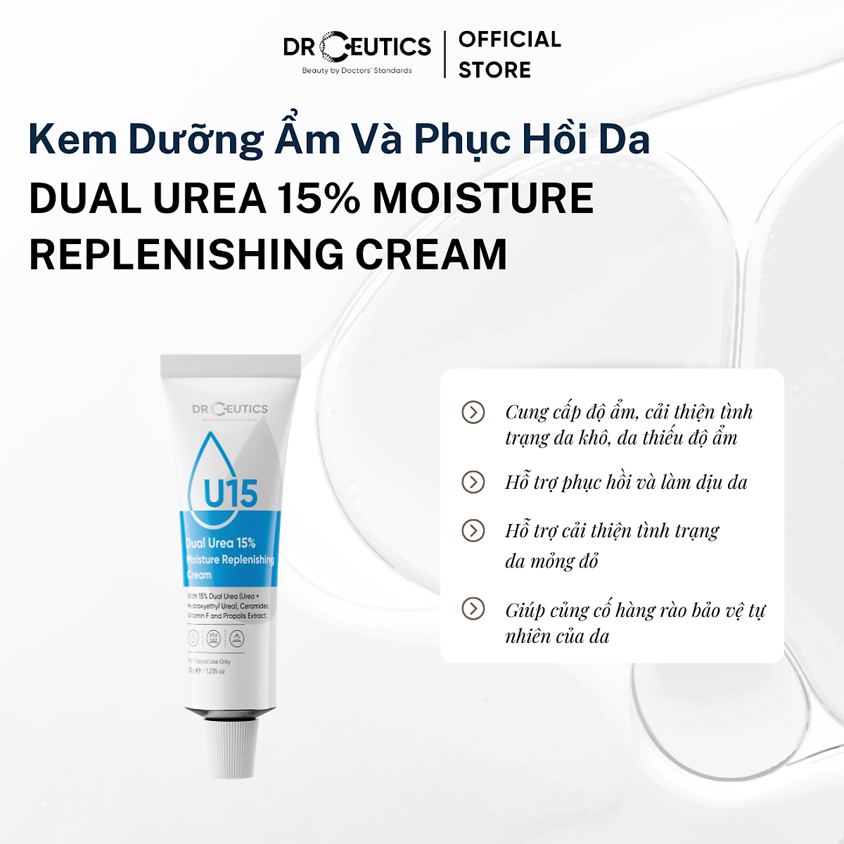 DRCEUTICS Kem Dưỡng Ẩm Và Phục Hồi Da Dual Urea 15% Moisture Replenishing Cream (35g)