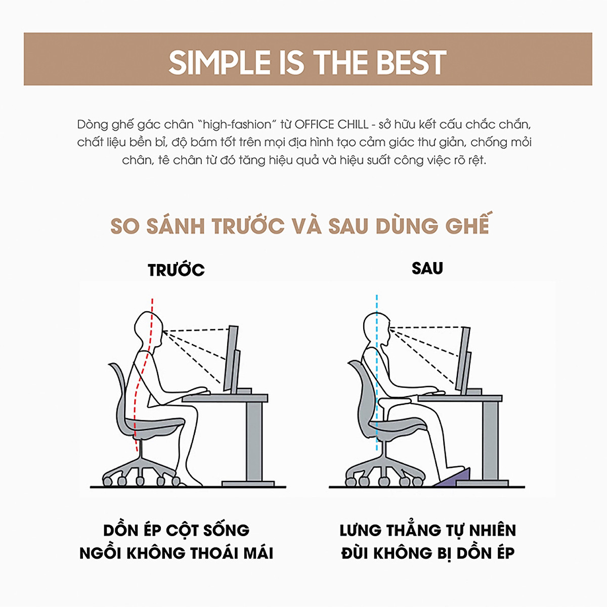 Ghế Gác Chân Công Thái Học Ergonomic Footrest, Ghế Kê Chân Ghế Gác Chân Văn Phòng