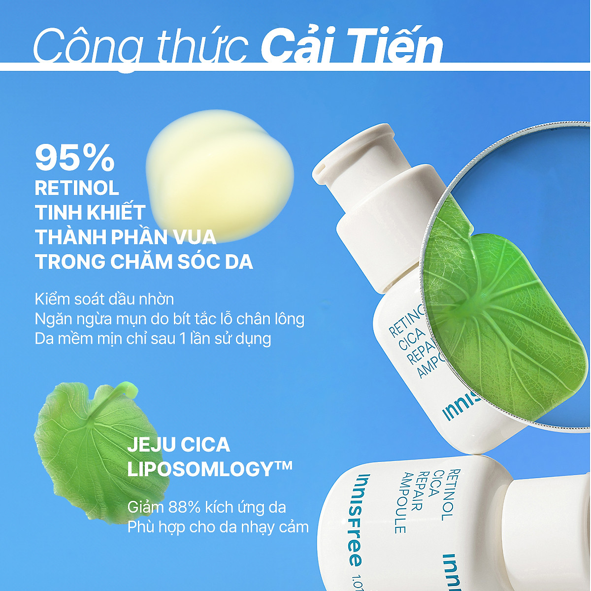 Serum Kiểm Soát Dầu Mụn Cho Da Láng Mịn INNISFREE Retinol Cica Repair Ampoule 30mL