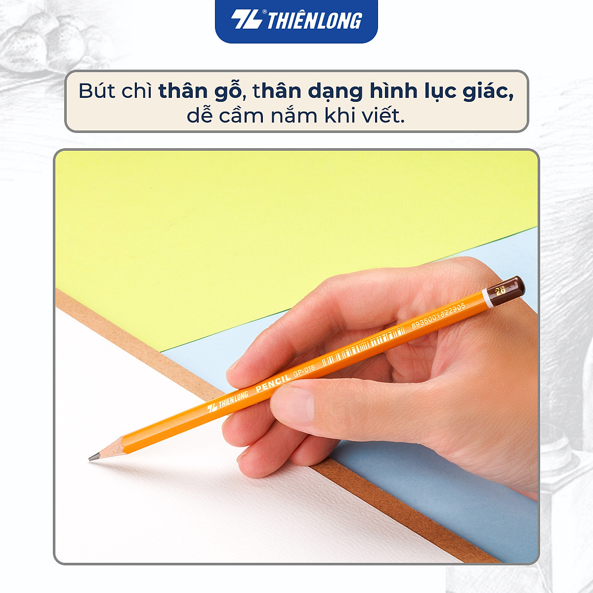 Bút chì gỗ Thiên Long GP-018 - Độ cứng 2B