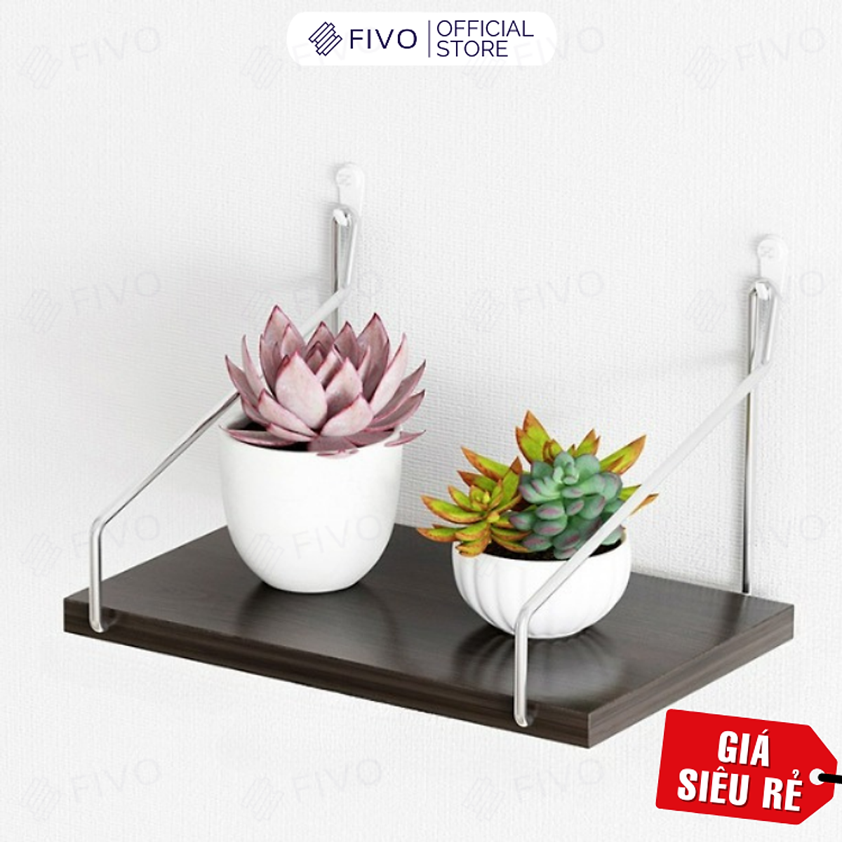 Kệ Trang Trí Treo Tường Gỗ FIVO Mã FB40 Không Cần Khoan Tặng Kèm Đinh 4 Chân Chịu Lực Lên Đến 10KG Với Móc Treo Inox Dễ Dàng Gắn Lên Tường