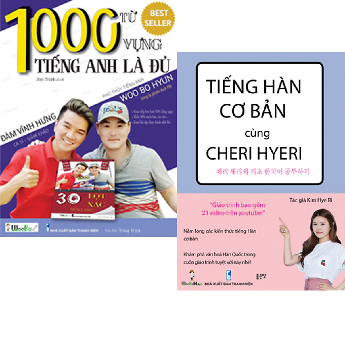 Combo Sách 1000 Từ Vựng Tiếng Anh là Đủ và Tiếng Hàn Cơ bản Cùng Cheri Hyeri