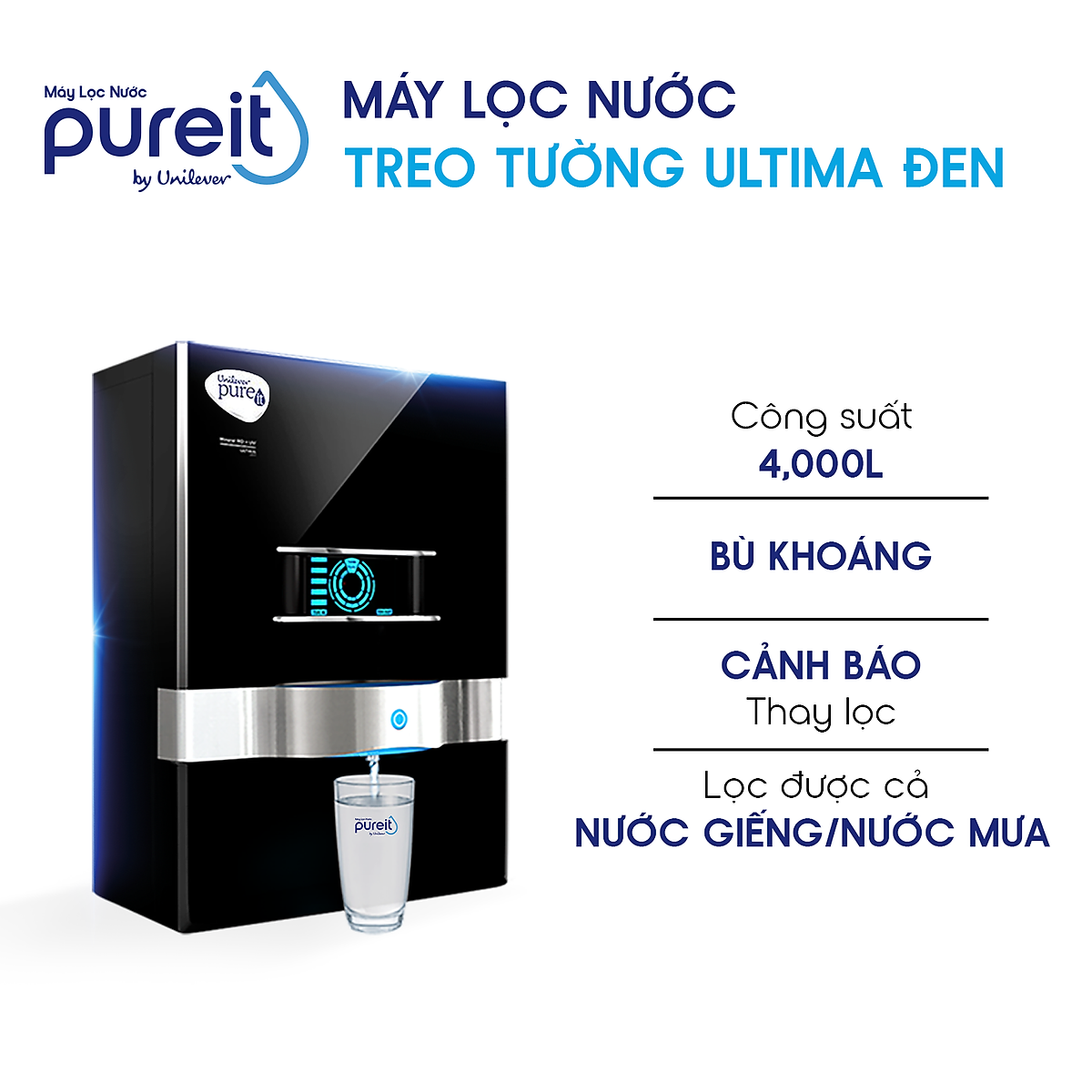 Máy Lọc Nước Pureit Ultima Lọc Nguyên Khối Tích Hợp Công Nghệ RO + UV + MF - Hàng chính hãng