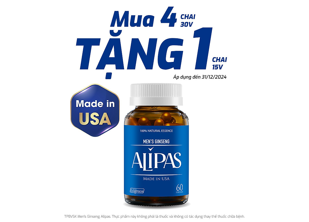 Viên uống ALIPAS tăng cường sinh lý nam với Eurycoma longifolia, Oyster Meat, Pine Bark Extract (30 viên)